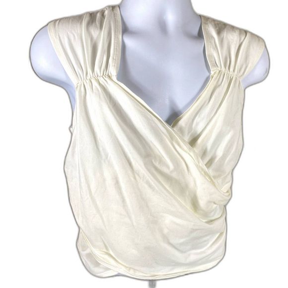NWT Maeve By Anthropologie Size L White Faux Wrap Surplice  Surplice Sleeveless - Picture 4 of 10